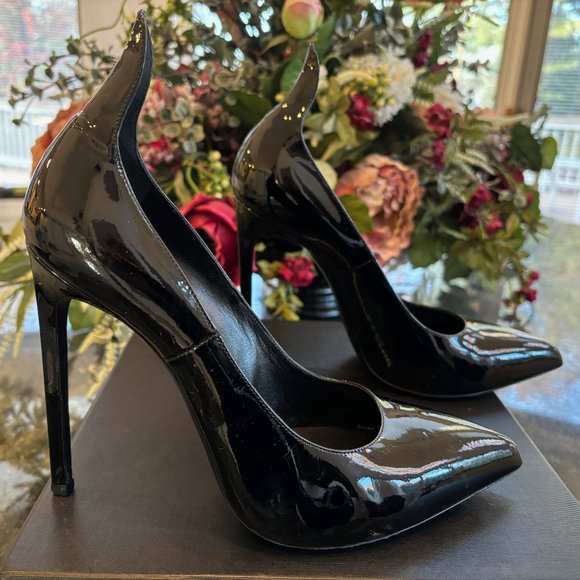 YSL Black Patent Thorn 5"+ High Heels, Euro 39 - Picture 5 of 11